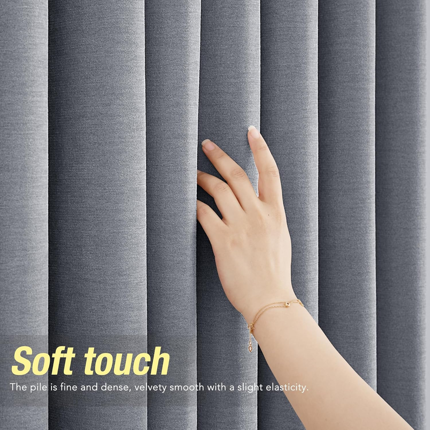 Charcoal Grey Blackout Curtains 84 Inch Long for Bedroom Grommet Chenille Velvet