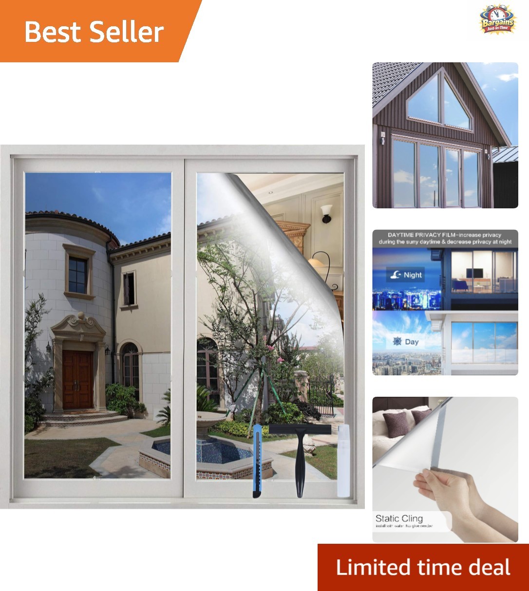 UV Protection One Way Mirror Tint Film – 17.5 x 78.7 Inches with Tools Included