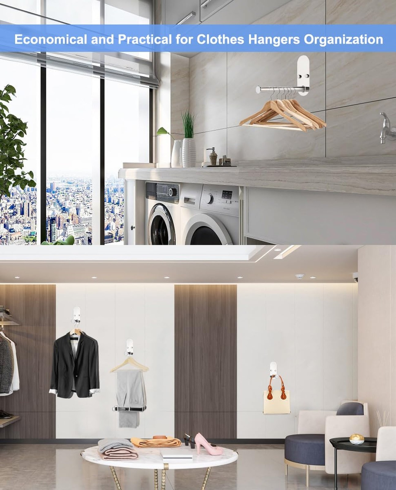 Stainless Steel Clothes Hanger Storage Rack,Wall Mounted Clothes Hanger Organ…