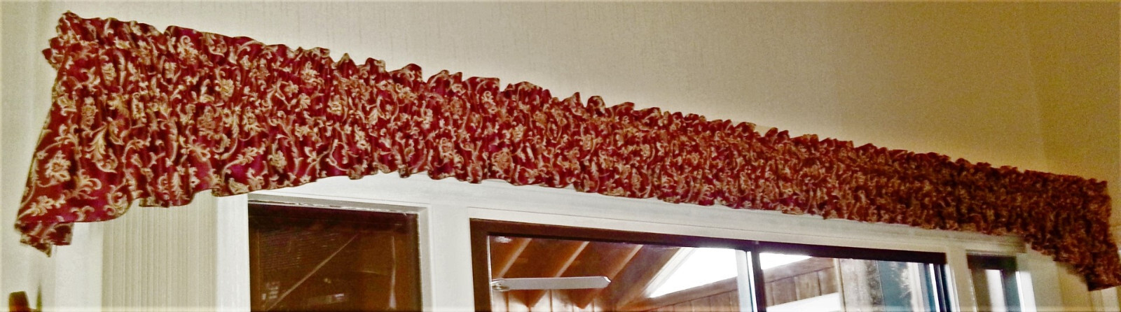 Custom Made Valances for 3 Sliders-Colonial Williamsburg Fab-Lined-20′,18′,13.5′