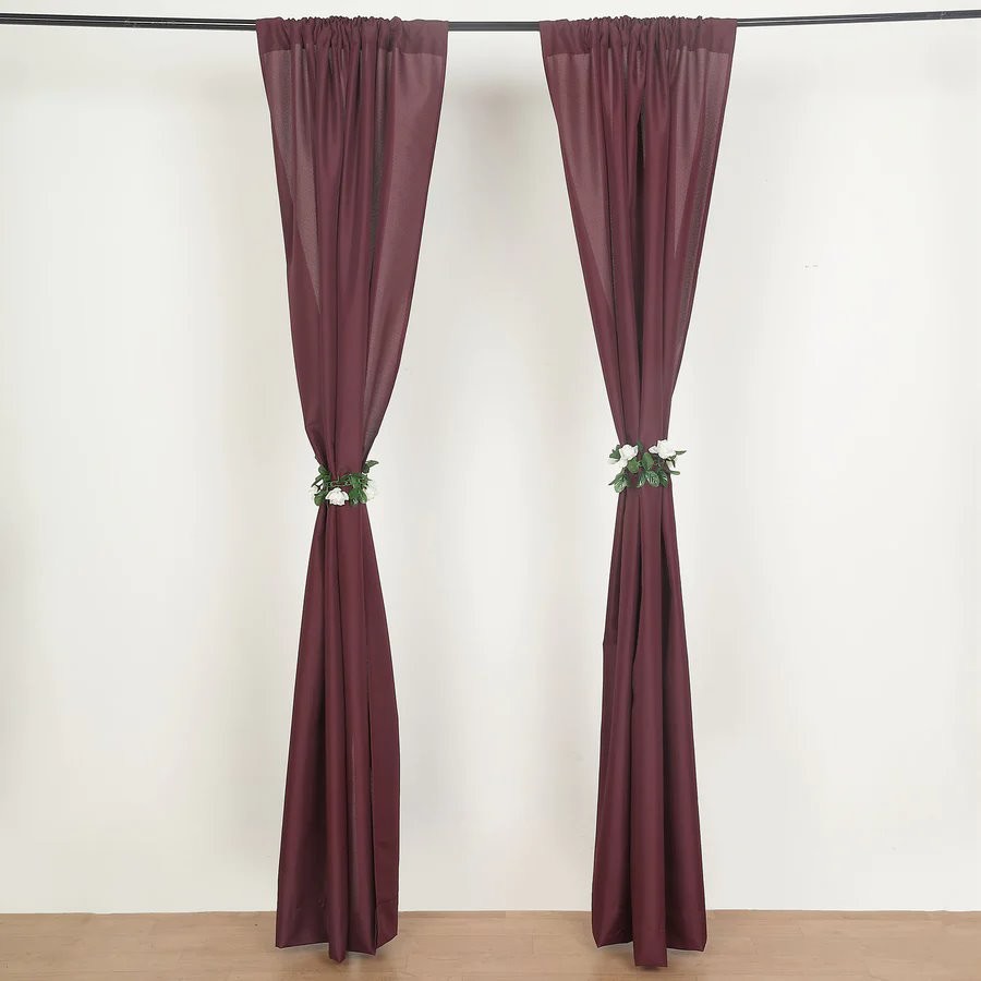 BURGUNDY 2 Drapery Panels 8 ft Polyester Backdrop CURTAINS Rod Pockets Party