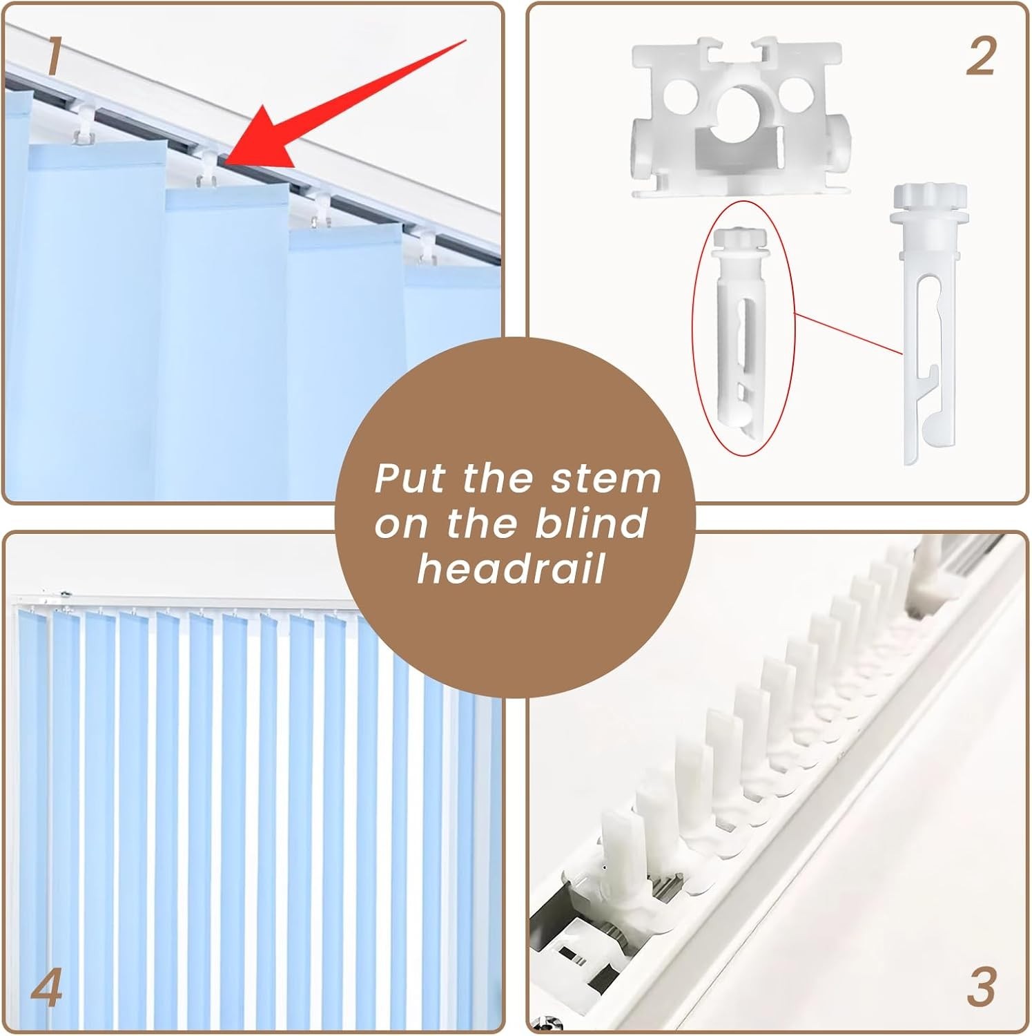 White Vertical Blind Stem Replacement – 12 Pcs for Vanes Carrier Accessories
