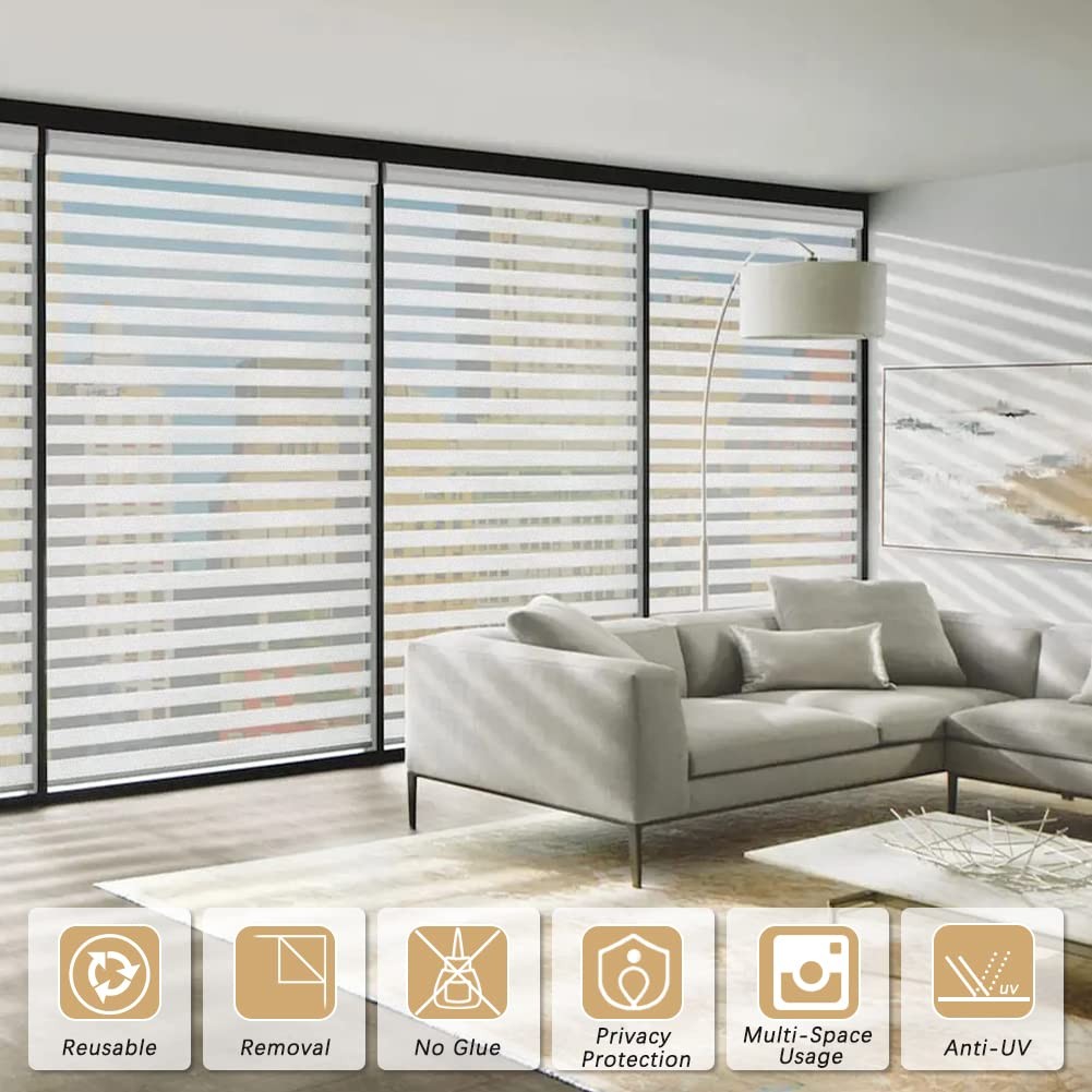 Window Privacy Film Frosted Stripe Window Film Static Cling Heat UV Blocking …