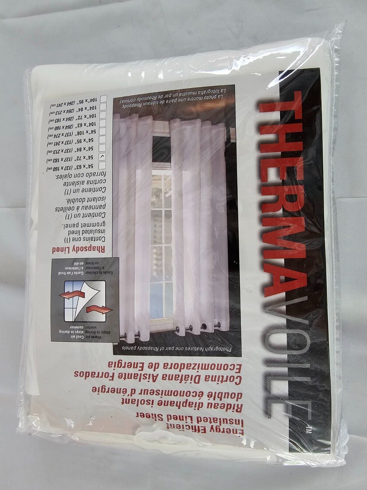 DRAPE CURTAIN Panel 54″ X 72″ Ivory Off-white Insulated Lined ThermaVoile