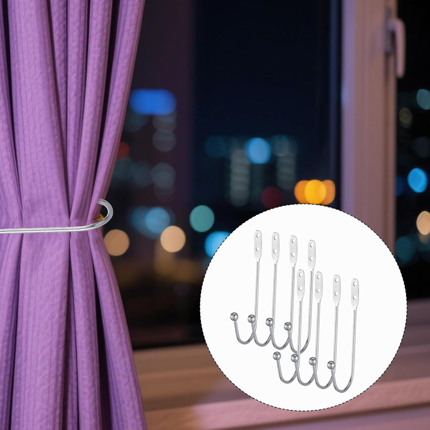 8 Pcs Metal Curtain Holdbacks, Curtain Tiebacks Wall Mounted Curtains Hooks Deco