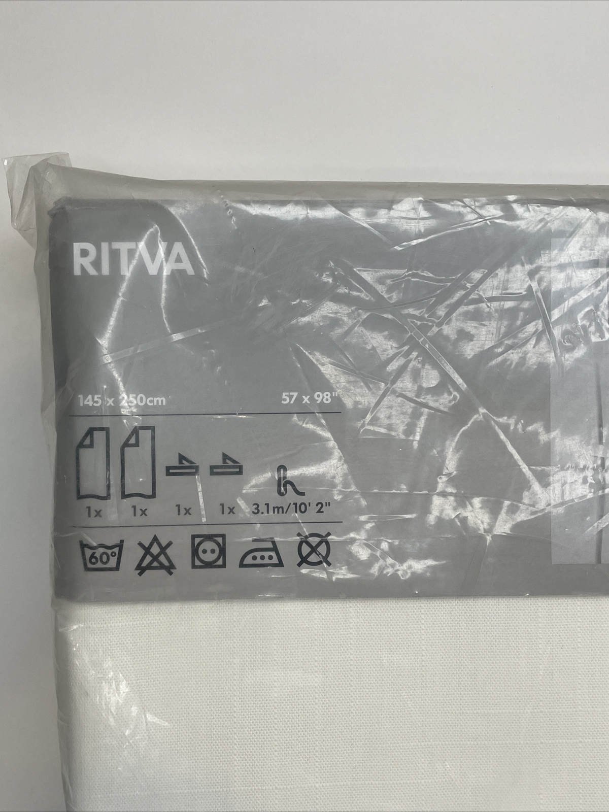Ikea Ritva Curtains 57×98 Ivory Cream Off White 100% Cotton