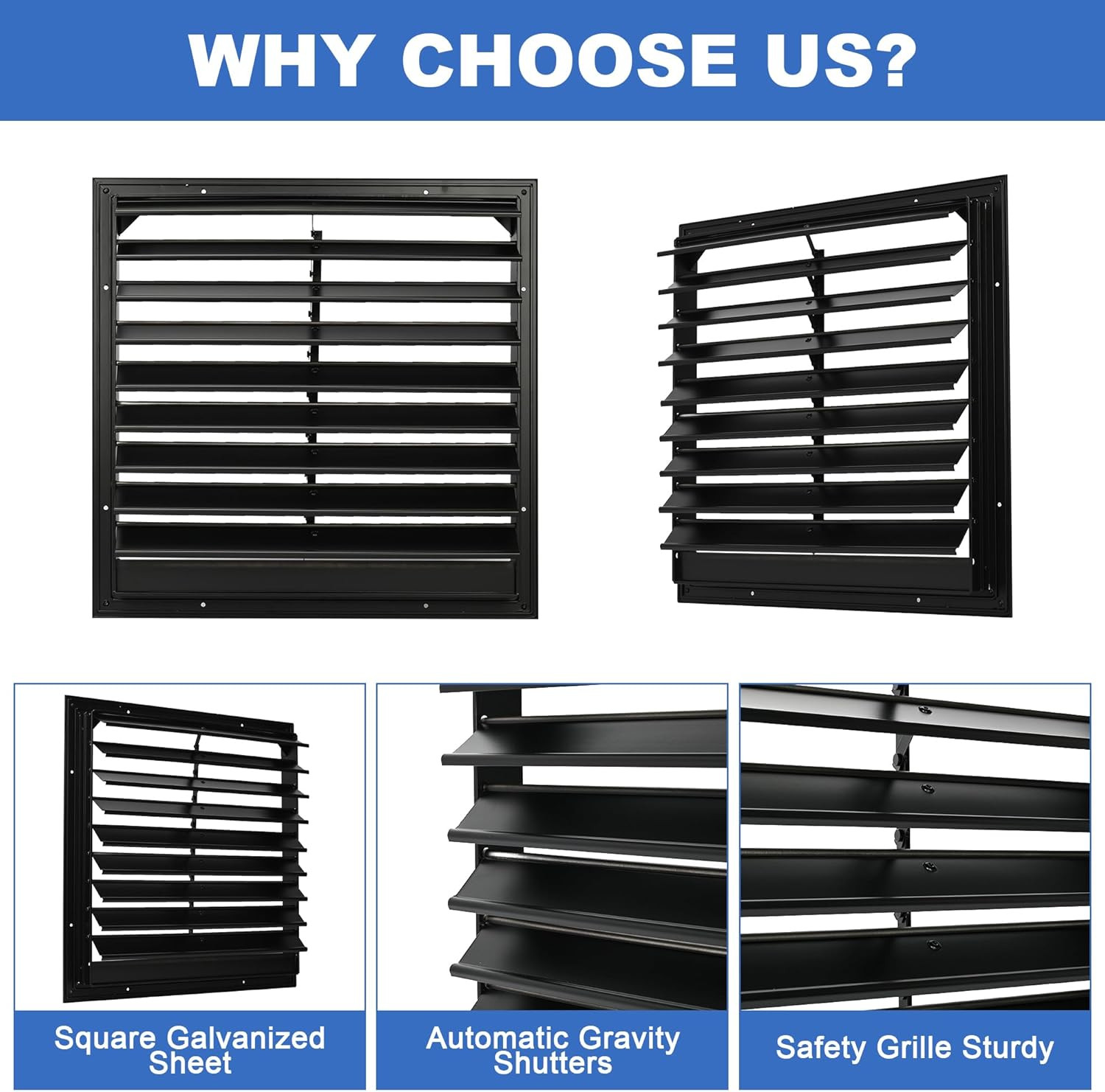 18 Inch Automatic Gravity Shutter Louver Vent, Aluminum Exhaust Shutters Louver
