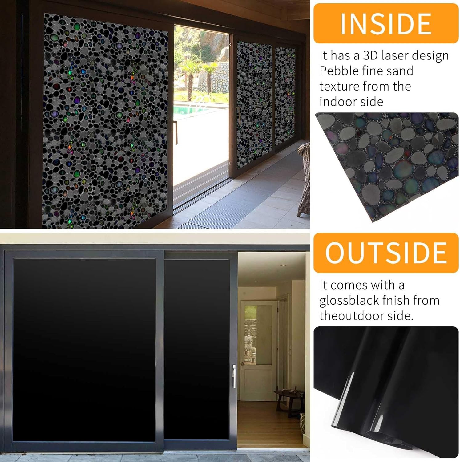 Total Blackout Window Film Privacy, 100% UV Blocking, Dark Window Tint for Home
