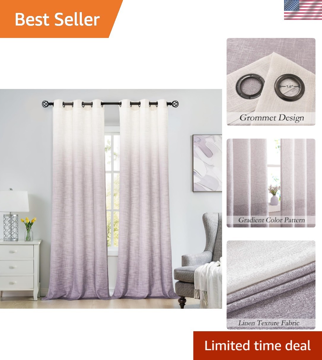 Stylish Ombre Gradient Curtain Panels in Rayon Blend – 40″ x 84″ Set (2 Panels)