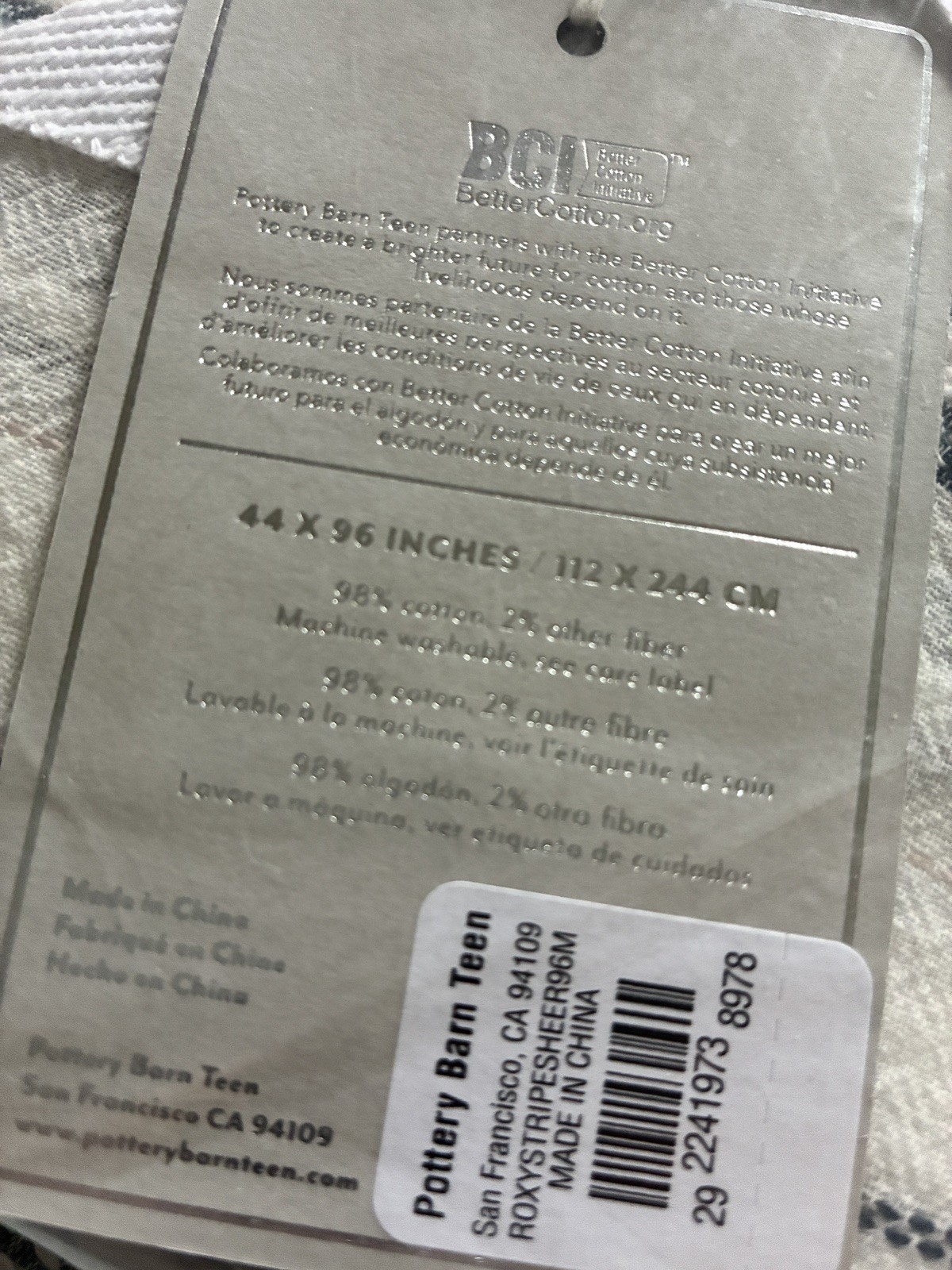 Pottery Barn Roxy Two Panel Curtain Set NIB 44 X 96 Inches Each