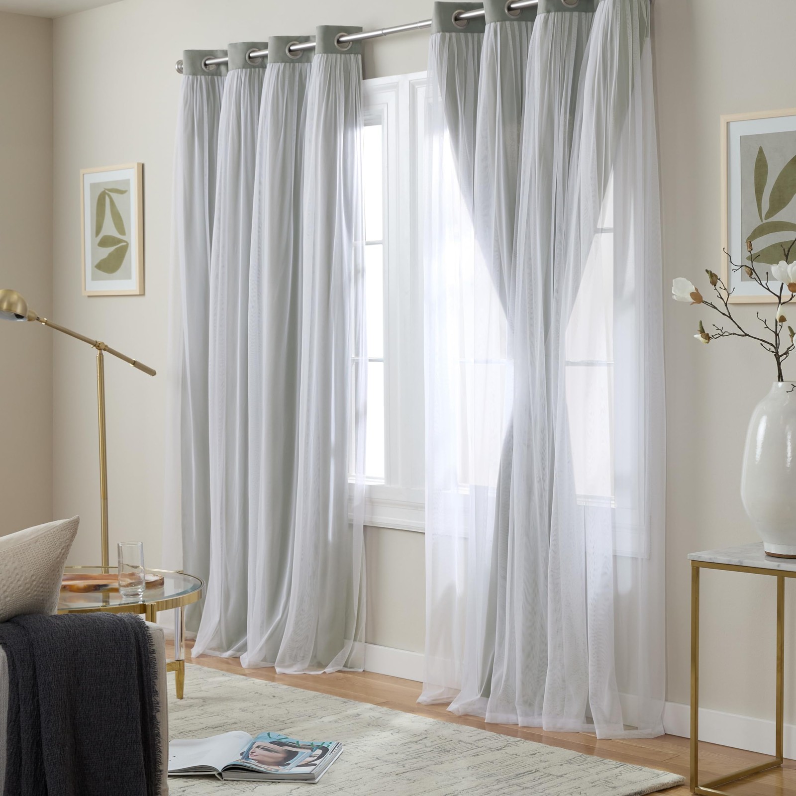 TOWN & COUNTRY LUXE Talia 2-Pack Curtains 52×108 Grommet Top Soft Grey