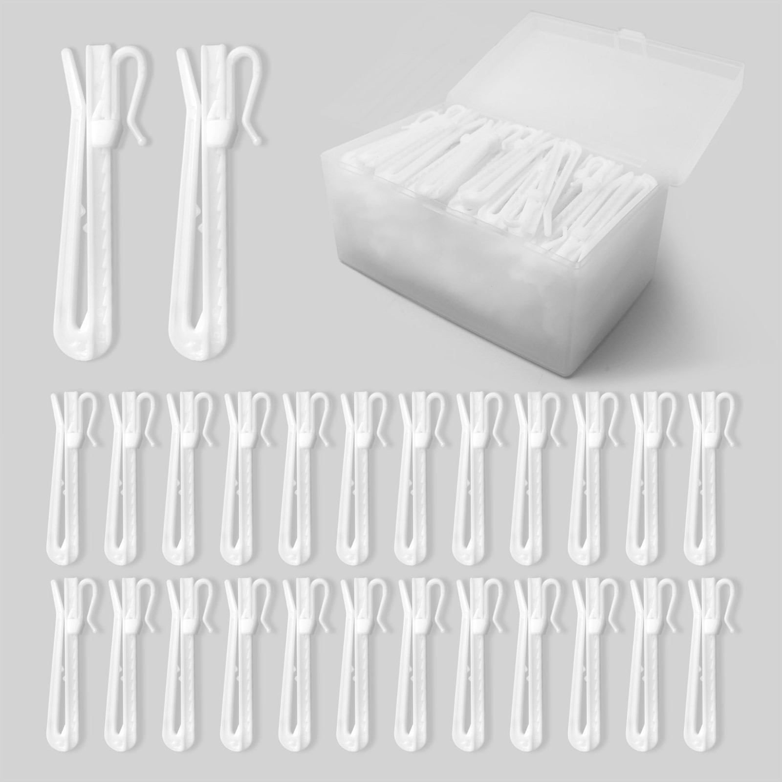 80 Pcs Adjustable Curtain Hooks Clips for Drapes, Shower & Window Curtains