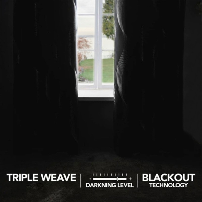 Black out Curtain With Silver Waves Print Light Blocking For Privacy And Comfort