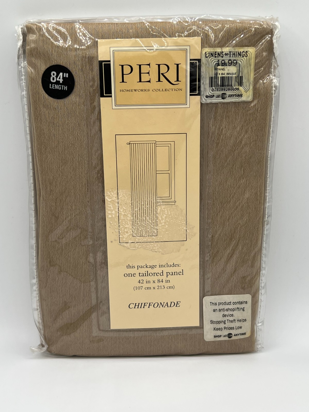 Peri Homeworks Collection One Tailored Panel 42” x 84″ Chiffonade Nutmeg New