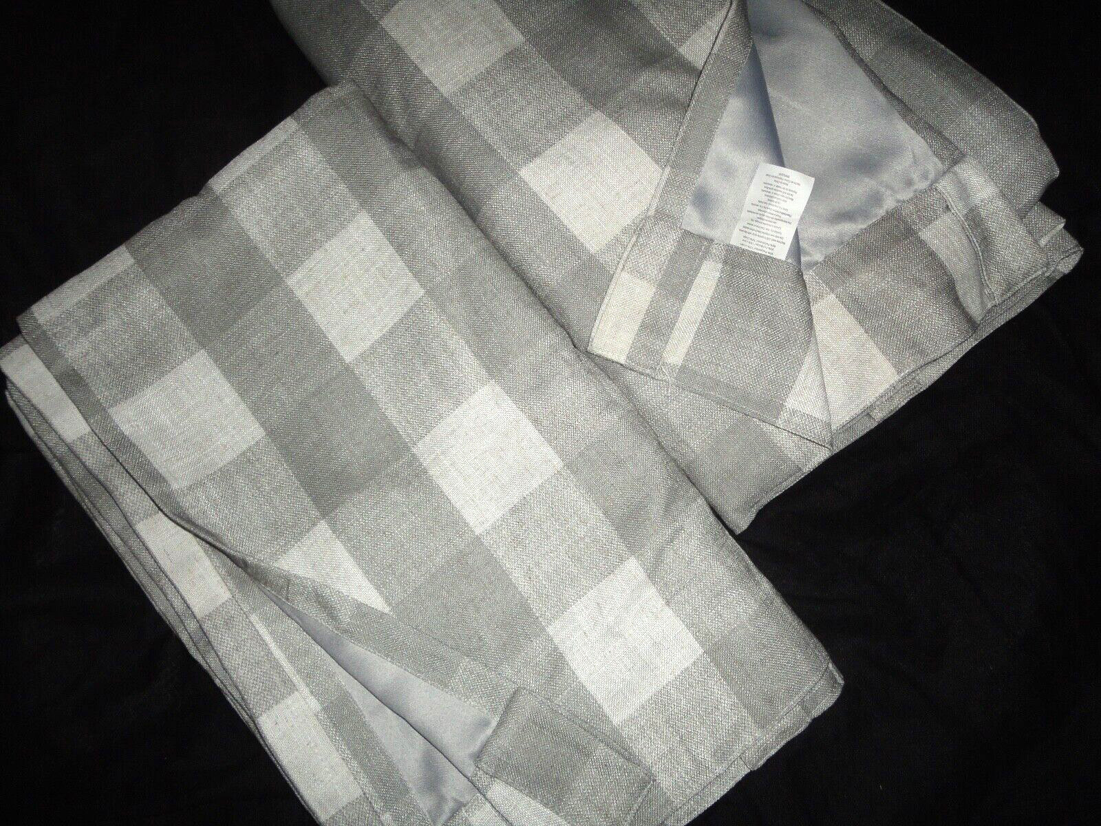 RALPH LAUREN VIENNA GINGHAM CHECKS GRAY & WHITE (2) PANELS CURTAINS 50 X 82