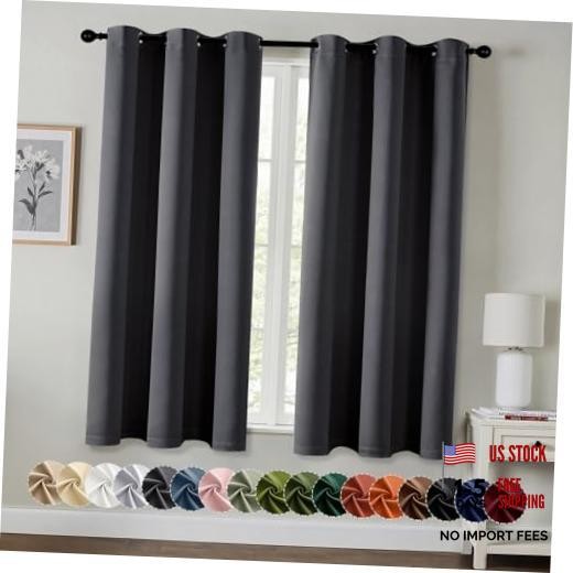 Blackout Curtains for Bedroom Living Room 2 40″W x 63″L (Pack of 2) Dark Grey