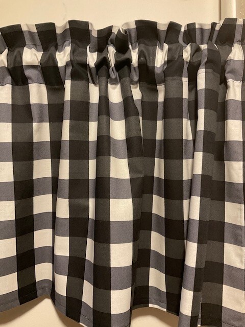 Handmade Black and White Stripe Dot Valance, 41 X 15 INCHES