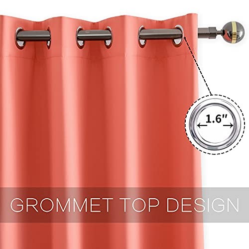Blackout Curtains for Bedroom 2 Panels Set Room 45″W x 52″L (Pack of 2) Coral