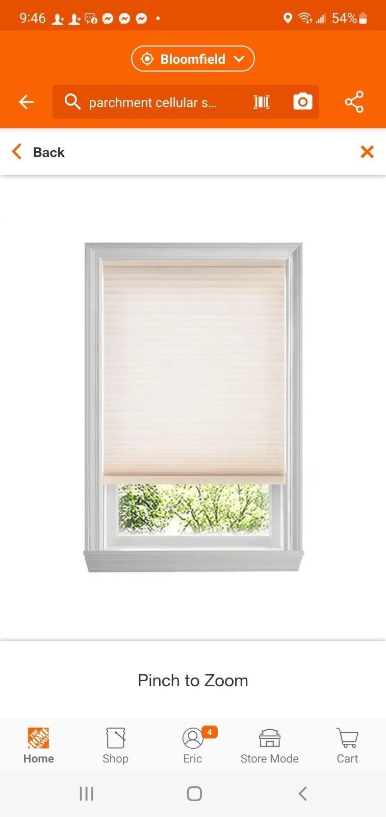 23″ X 48″ Home Decorators Parchment Light Filtering Cordless Cellular Shade