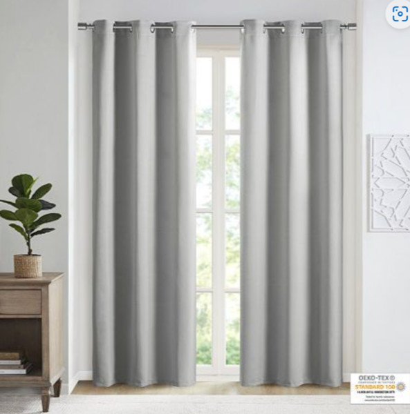 SunSmart Gray Solid Thermal Set of 2 Panel Curtain 42in x 84in