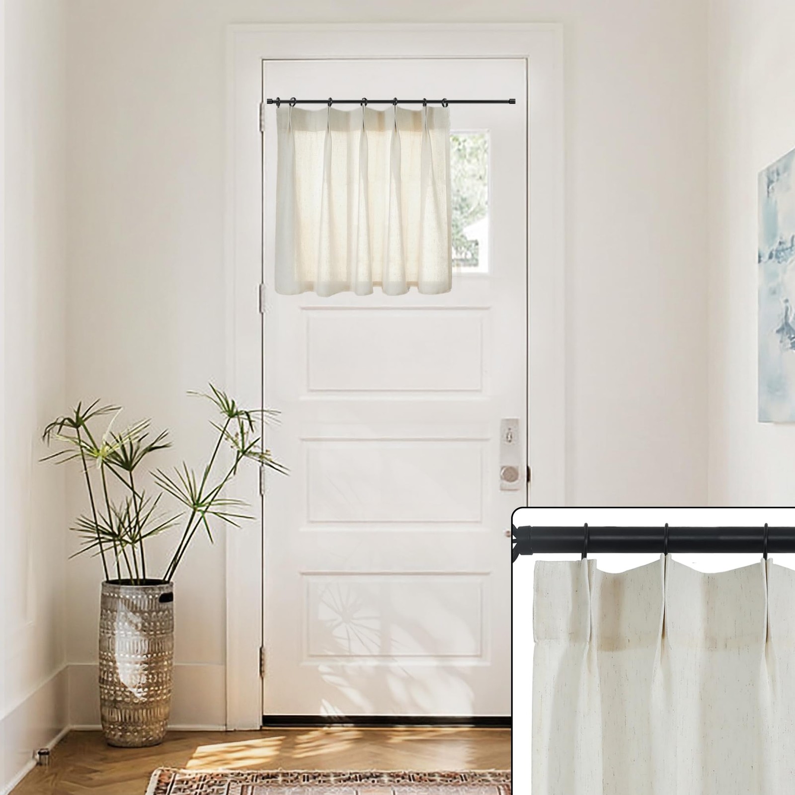 Lino Rosa Cafe Curtains for Kitchen Window Over Sink,Farmhouse Sheer Linen Pi…