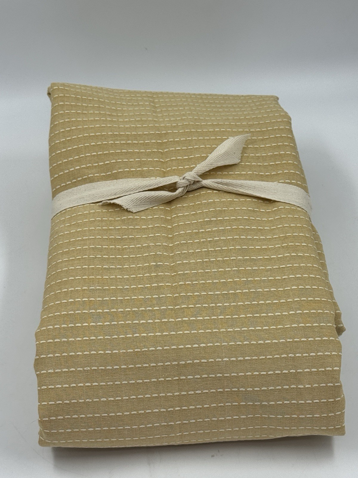 New West Elm Kids Chambray Tack Stripe Blackout Curtain, 48 x 108 Yellow, FLAW