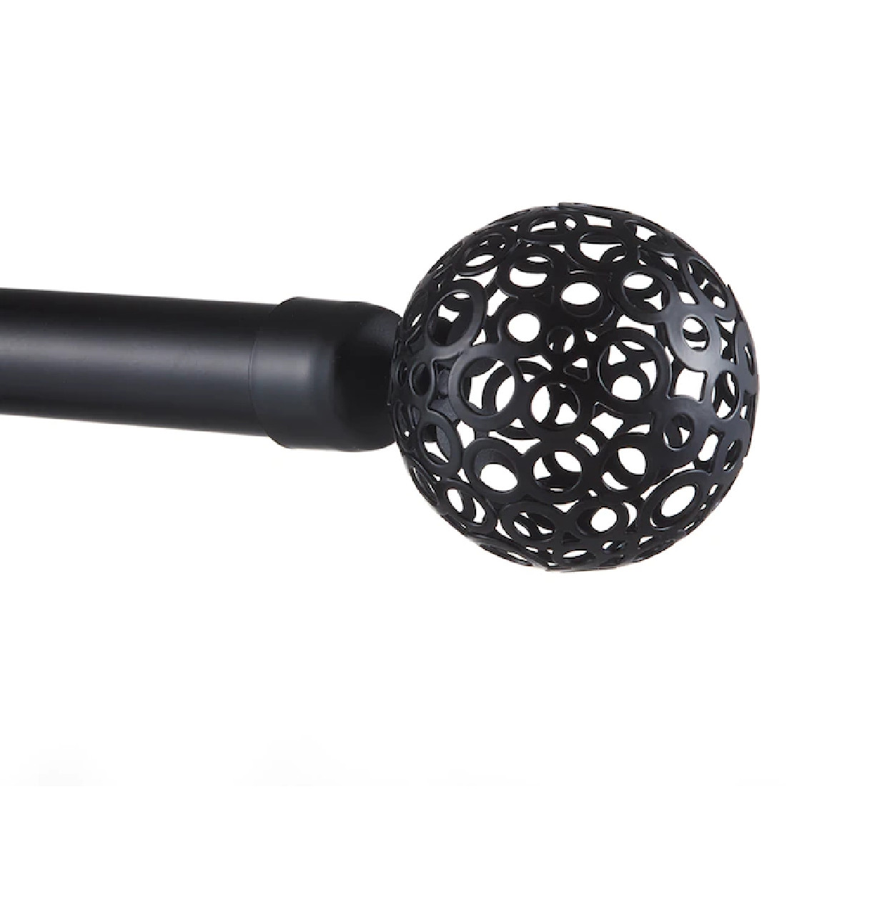 1″ Curtain Rod and Finial Set, Matte Black, Adjustable 36″-72″