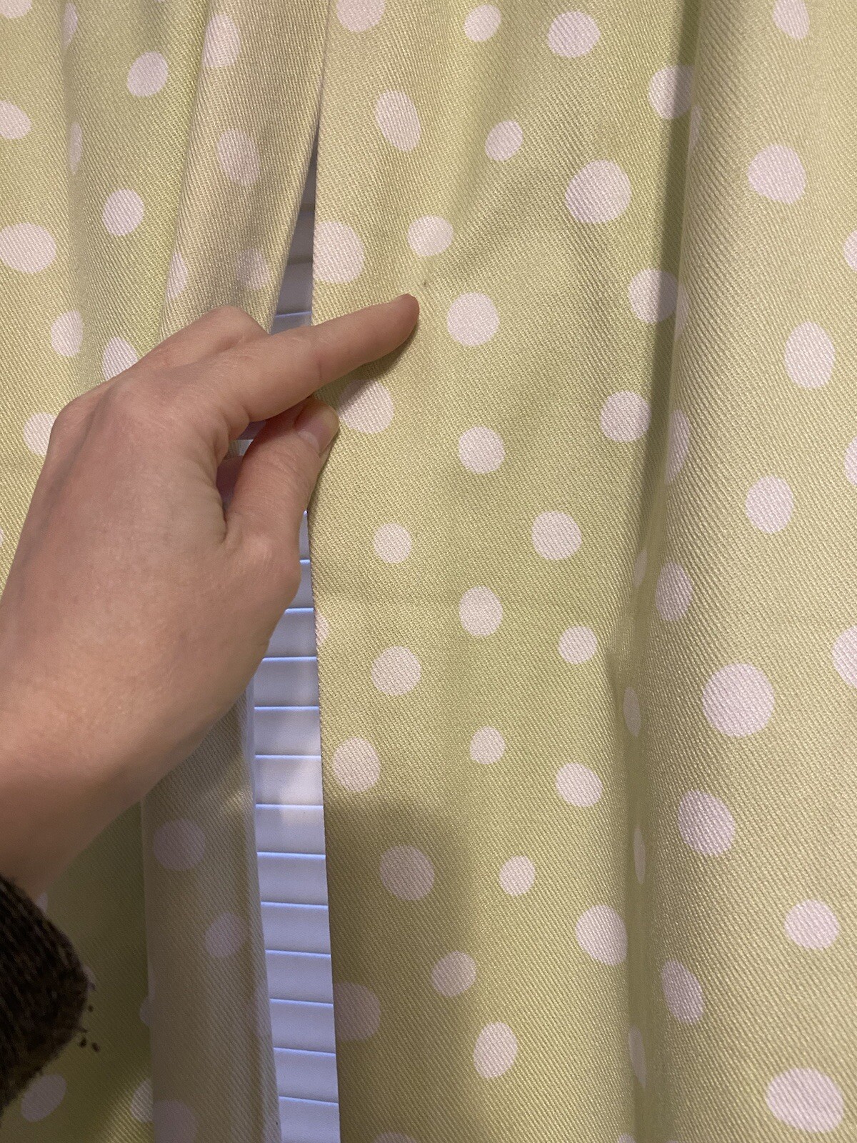 Pottery Barns Kids 44×63 in Lined Curtain Panels 2 Drapes Green White Polka Dot