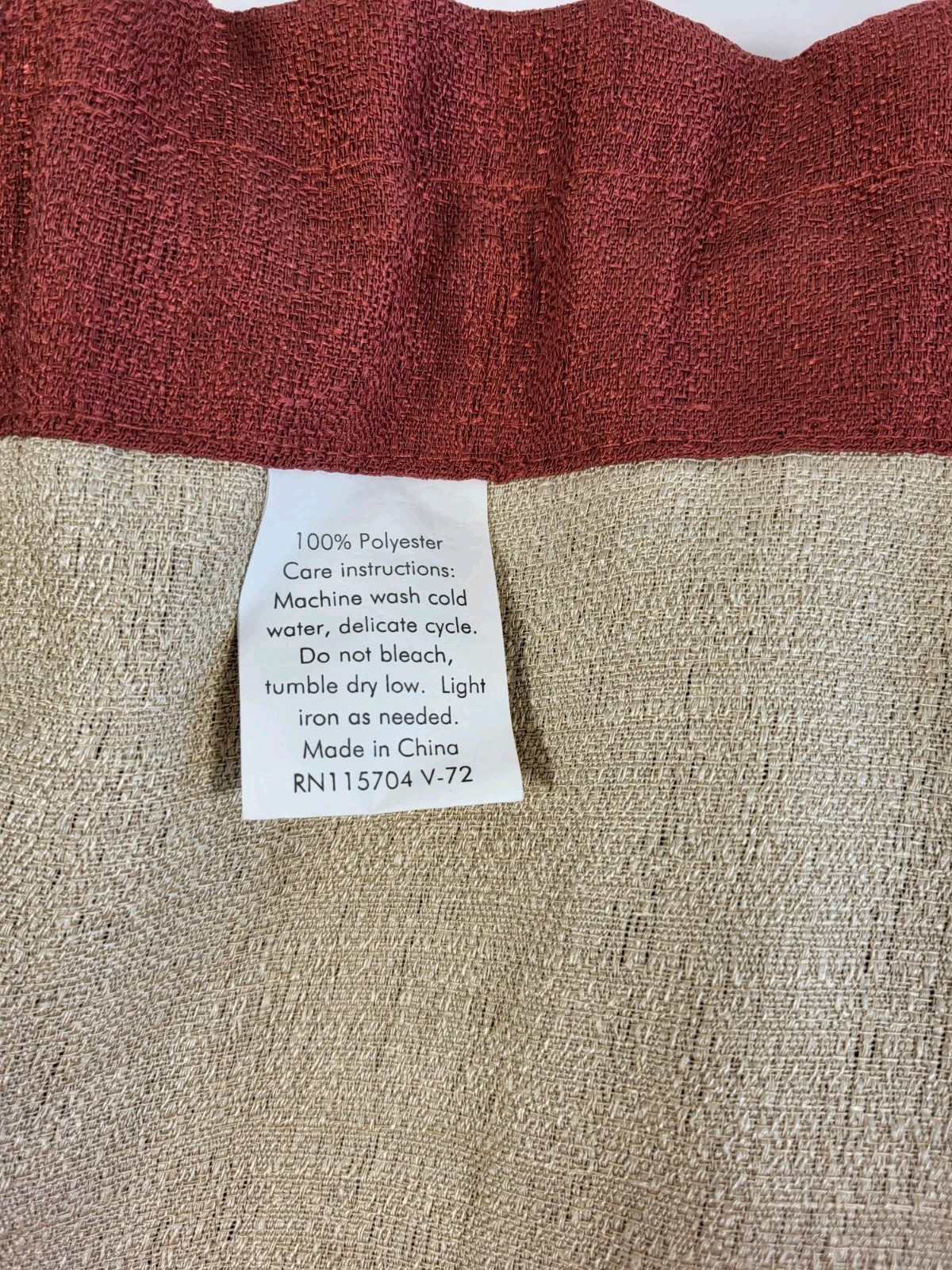 Burgandy Tan Window Valance Loop Style Topper Curtain 57″x 13″ Polyester