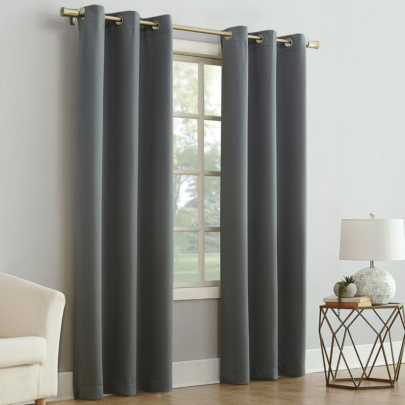 Mainstays Blackout Grommet Single Curtain Panel, 1 Panel, Gray, 40″W x 84″L