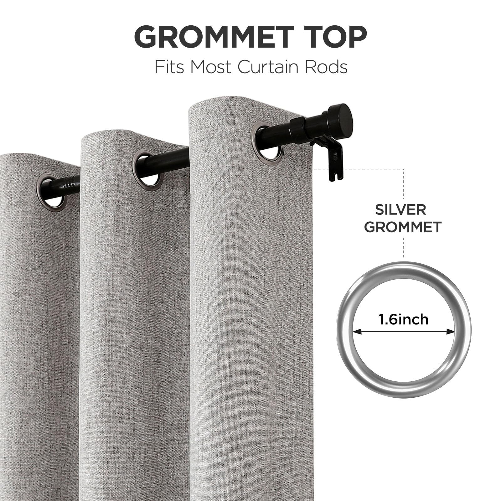 Joydeco 100% Blackout Curtains for Bedroom 84 Inch Long, Linen Black Out Curt…