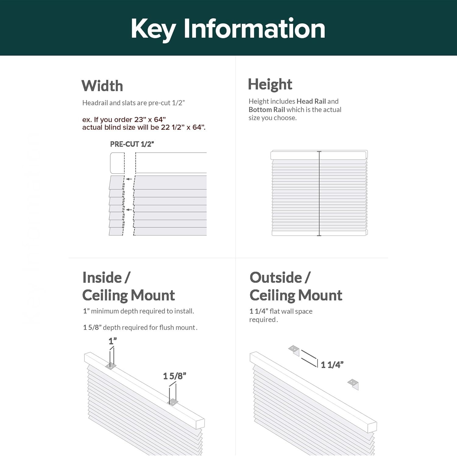 Easy Install Vinyl Window Blinds 12″ W x 36″ H – Stylish Room Darkening Solution