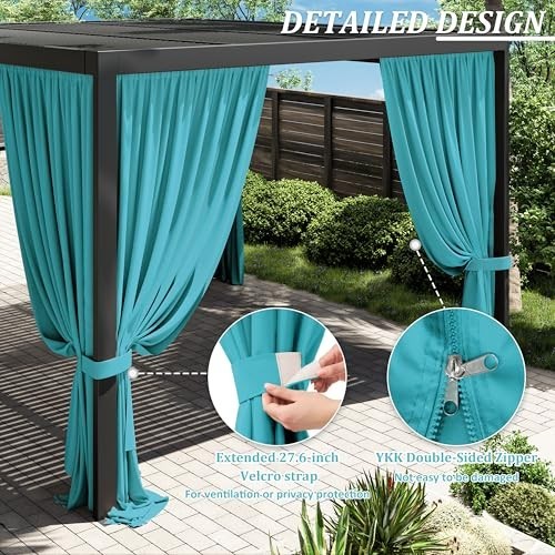 Universal Replacement Privacy Curtains for 12’×14′ Gazebo – Waterproof 4-Panels