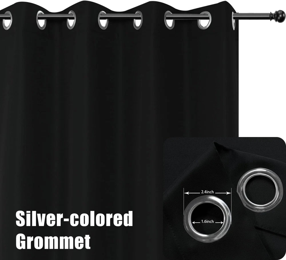 Extra Wide Waterproof Outdoor Curtains for Patio, 150×108 Inch, Black