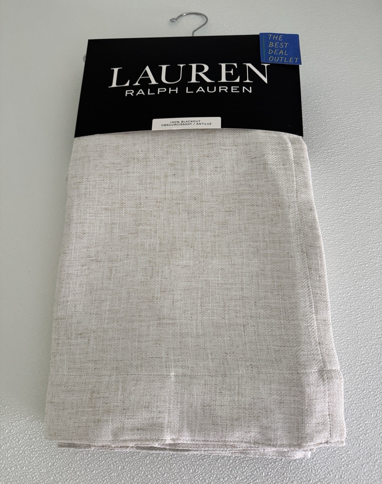 Ralph Lauren Window Curtains Blackout 2 Panel 52 x 108 Linen Natural Herringbone