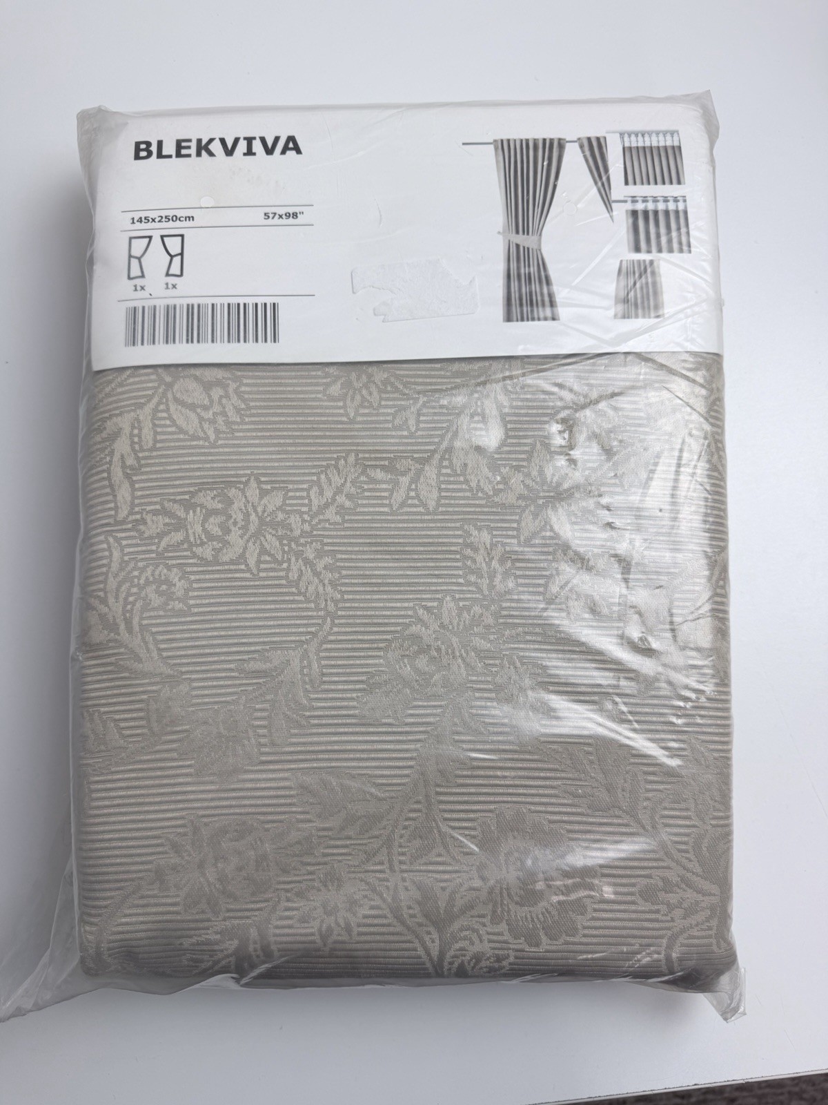 New in Package Ikea Blekviva Curtains 57″ x 98″ Beige Jacquard Heavy Polyester