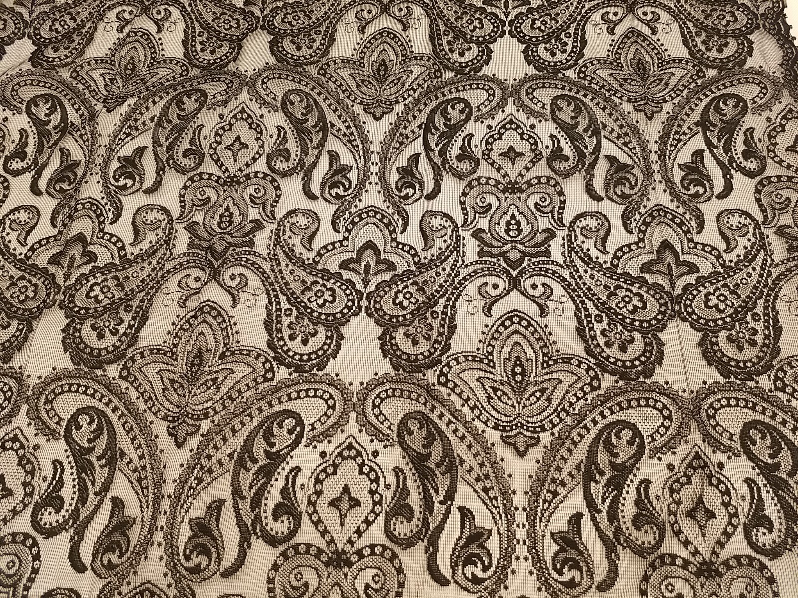 1PC Paisley Madrid Scalloped Lace Panel Curtain Attached Valance 56×84 Halloween