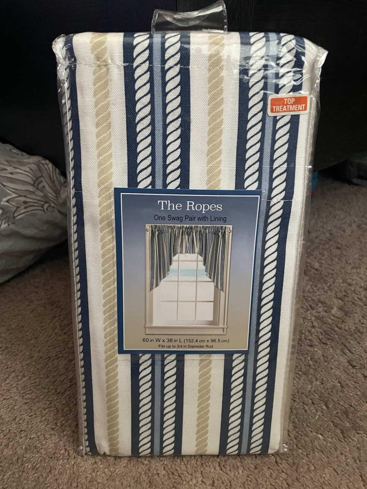 The Ropes One Swag Pair With Lining For Window Top Treatment (60 In W x 38 In L)