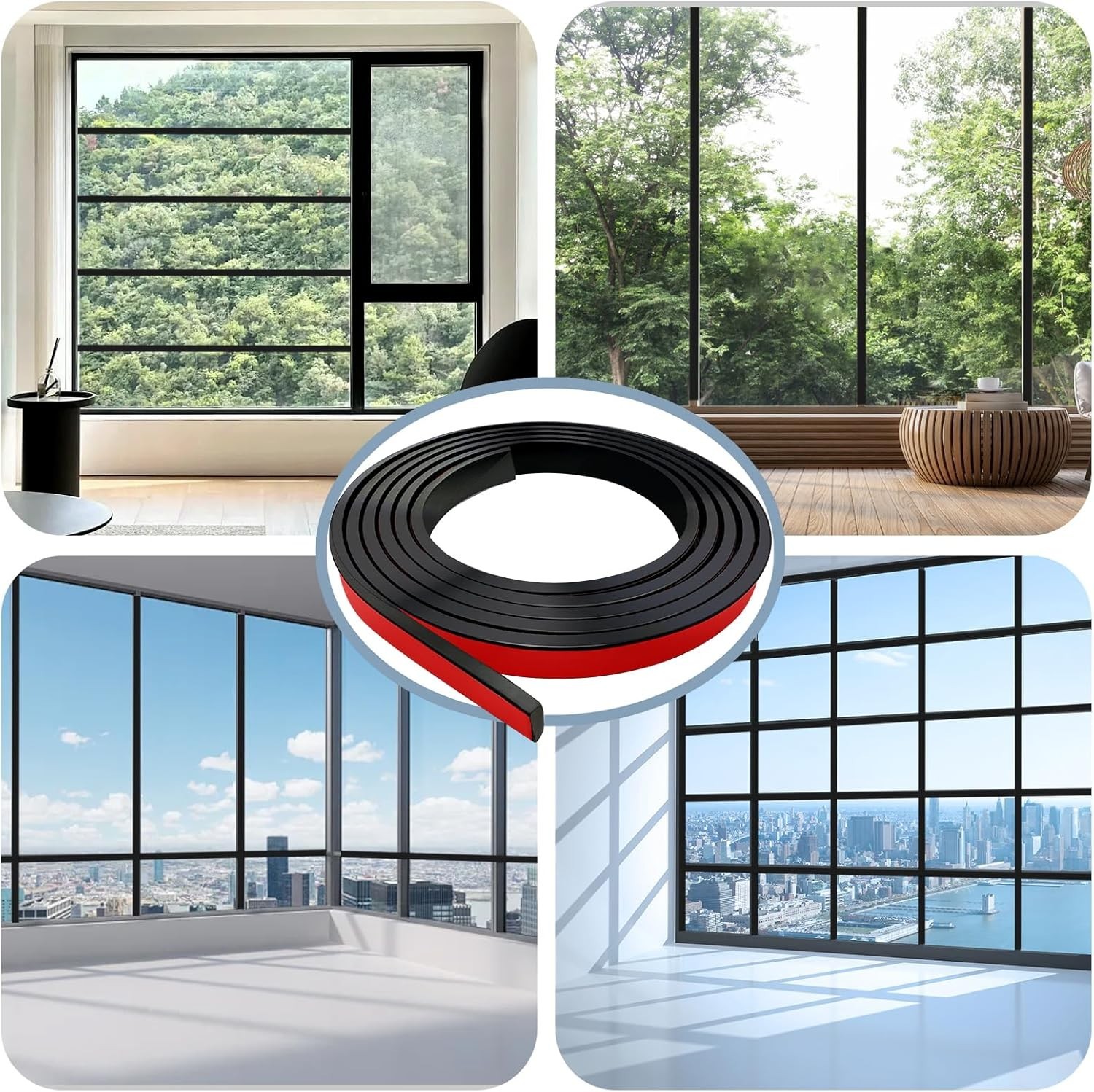 5 PCS Window Grid Kit PVC Black Peel and Stick DIY Window Grille Inserts