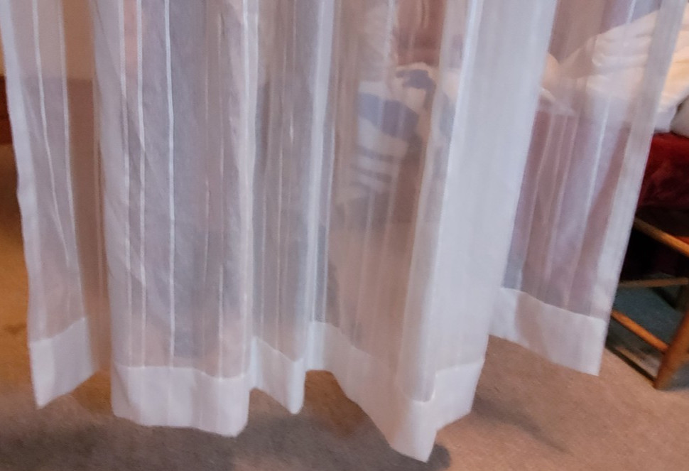 Sheer Curtain Stripes White Off White 60″x43″ Pleated Fancy Dining Room Living