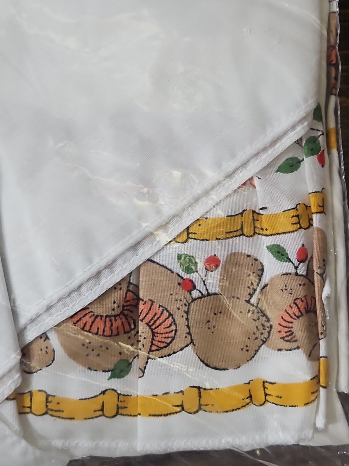 Vtg Gourment Kitchen Pocket Rod Curtain Valance & Swag 36×60 Du Pont Dacron