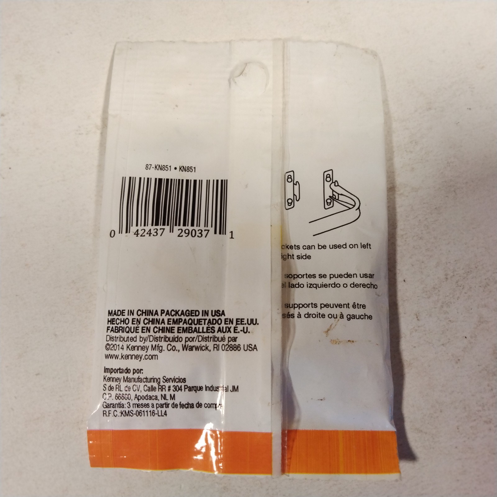 Kenney Curtain Rod Brackets One Pair For Use With Single Curtain Rods