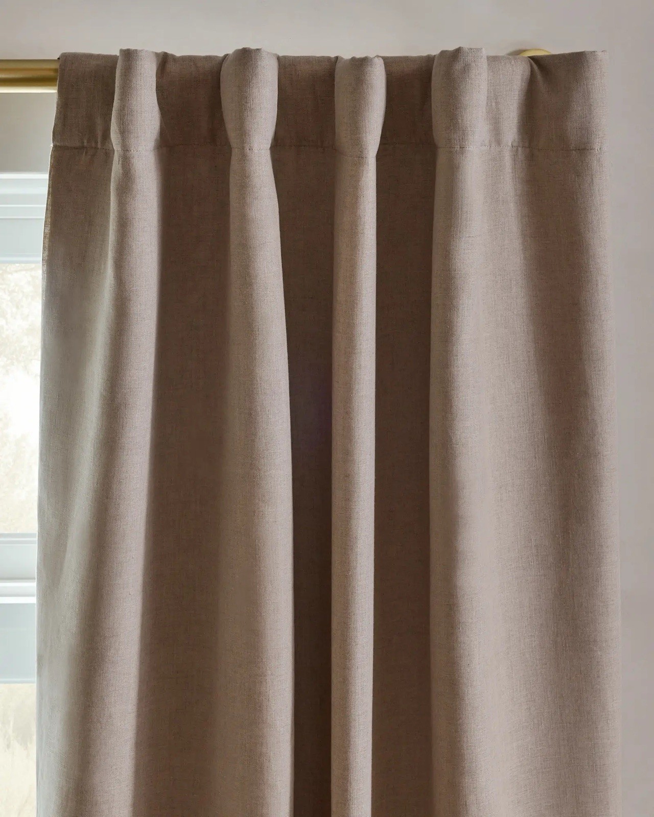 NWOT QUINCE European Linen Room Darkening Curtain Panel DARK FLAX 96” X 108”