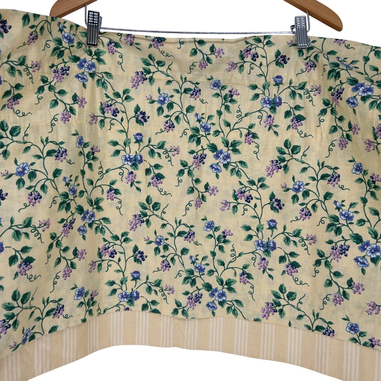 Longaberger Cafe Curtain Window Valance Yellow Blue Floral Striped Cottagecore