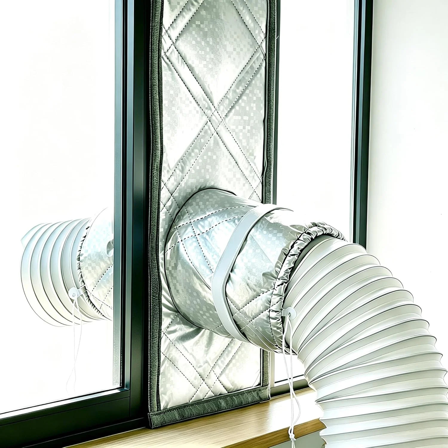 3-Layer Insulated Portable AC Window Seal Kit Max 70″ Stepless Adjustable Reflec