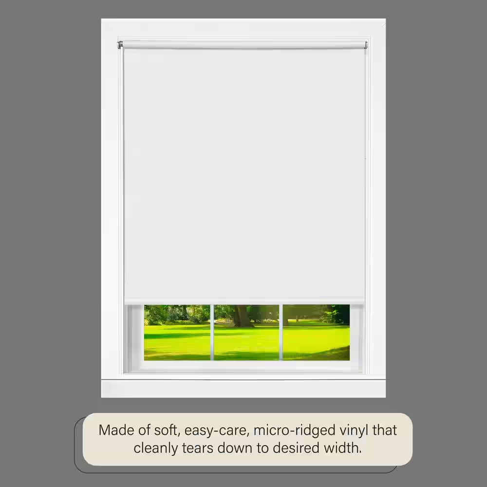 ROLLER WINDOW SHADES Cut-To-Size Cordless White/Ivory/Black Vinyl Multiple Sizes
