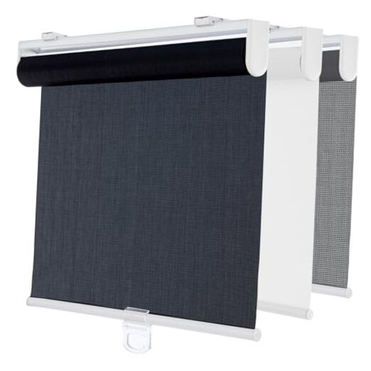 Cordless Roller Shades for Windows,Light Filtering Pull 55″W x 72″H Solar Black