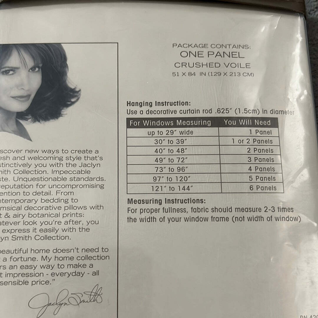 Jaclyn Smith Today One Panel Crushed Voile, Celery, New