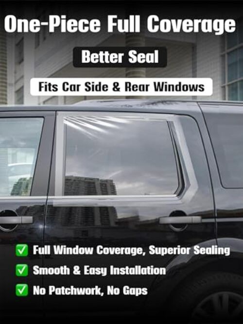 Temporary Car Window Cover for Broken Glass, 78.7×39.4 in Waterproof Plastic