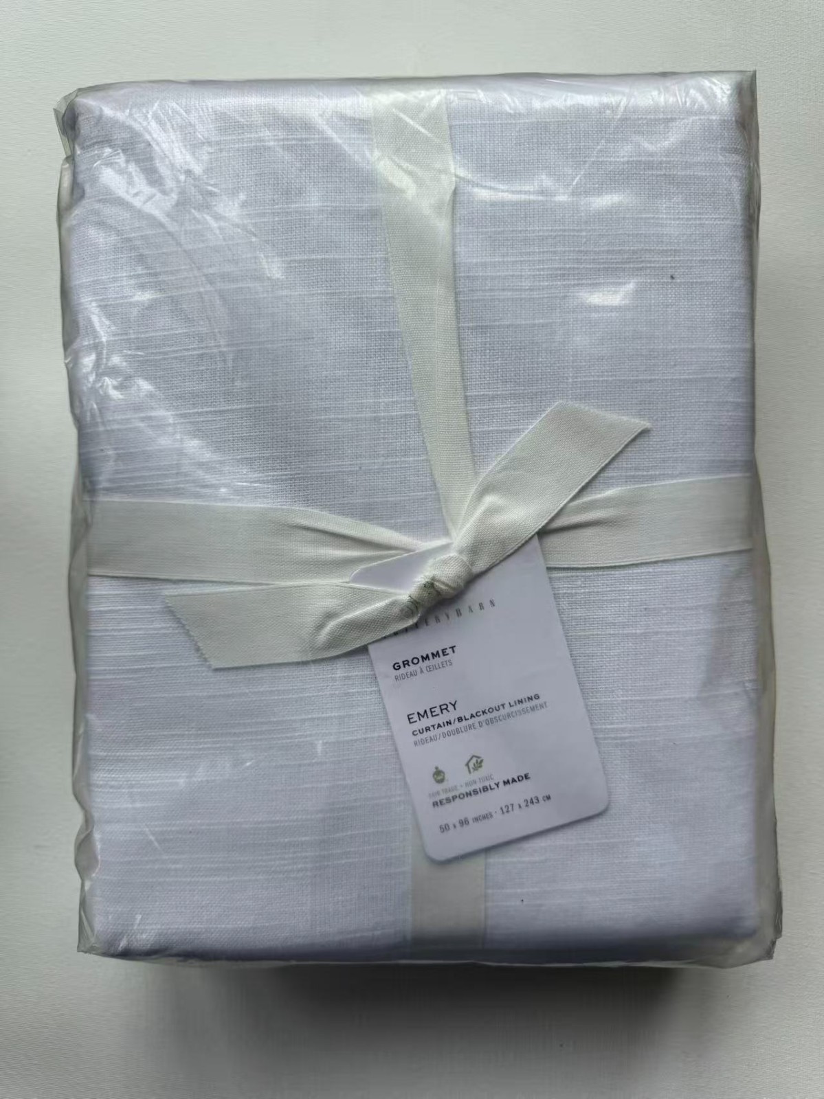 NWT Pottery Barn Emery Linen Blackout Curtain White 50×96 Single Panel